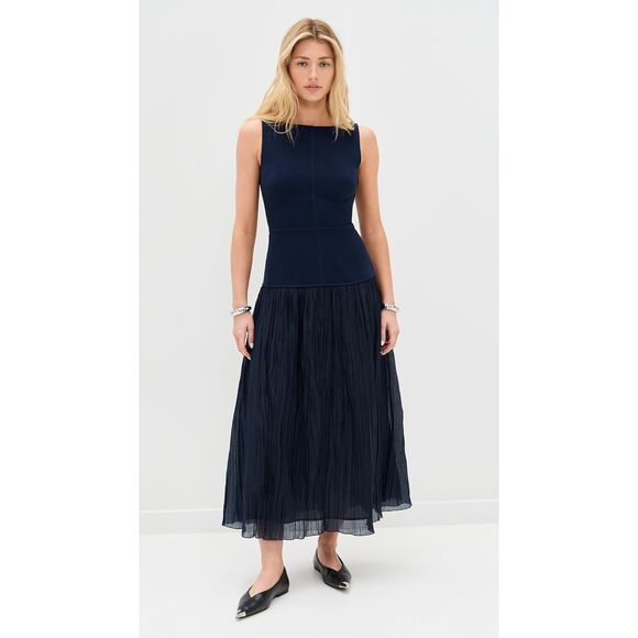 Reformation Dresses & Skirts - Reformation Women's Midnight Cyra Pieced Waist Pleated Maxi Dress Size 2 NWOT